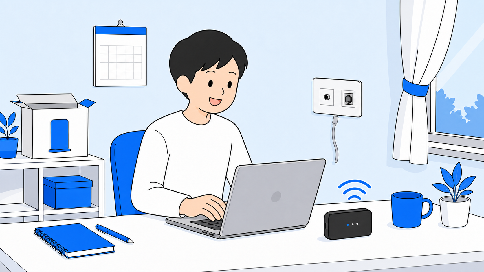 auひかりの引っ越しで開通までの空白期間をモバイルWi-Fiでつなぐイメージ