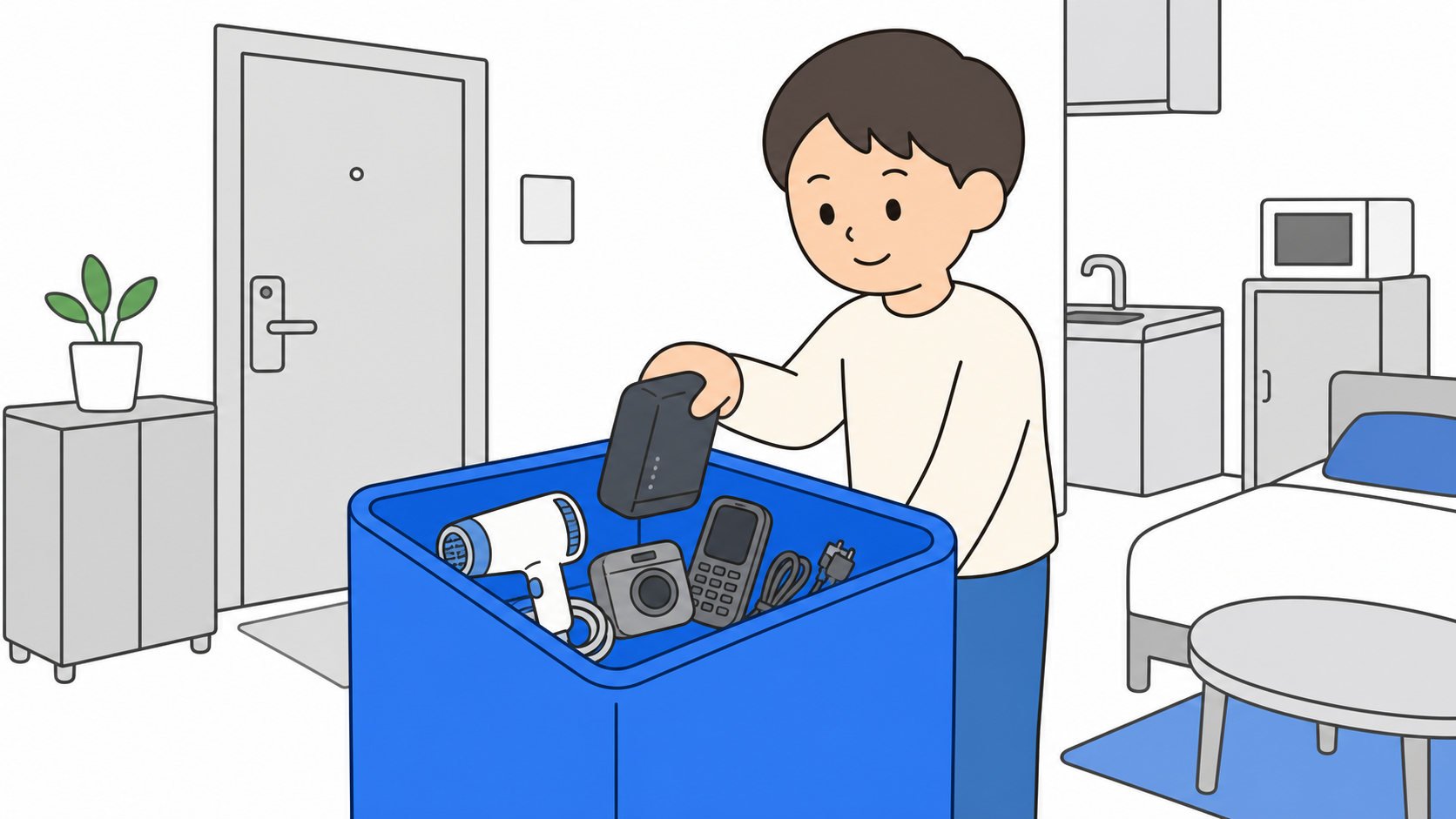 レンタルルーターは返却が必要と気づくイラスト