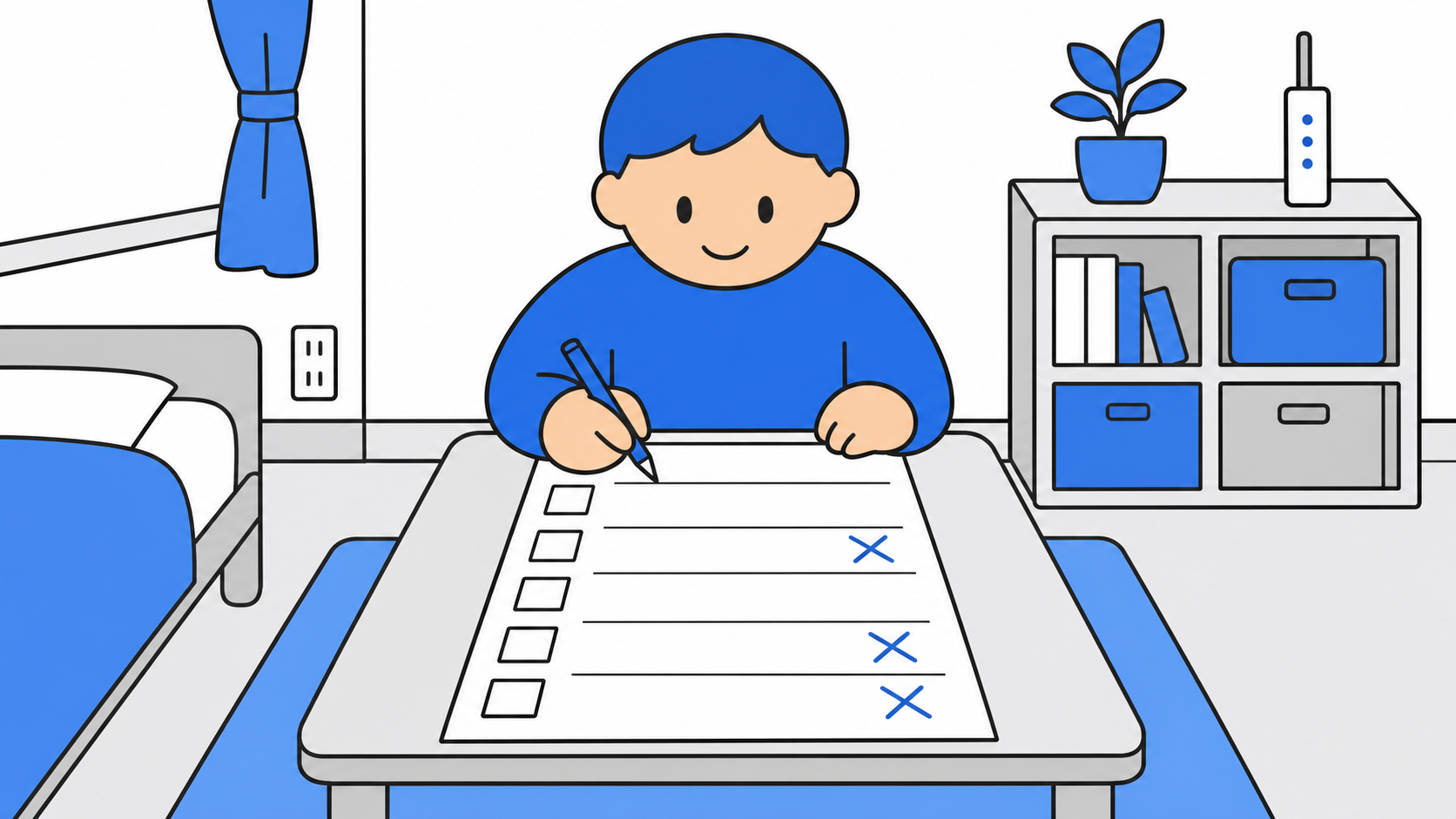 明細を見て不要なオプションに気づく一人暮らしのイラスト