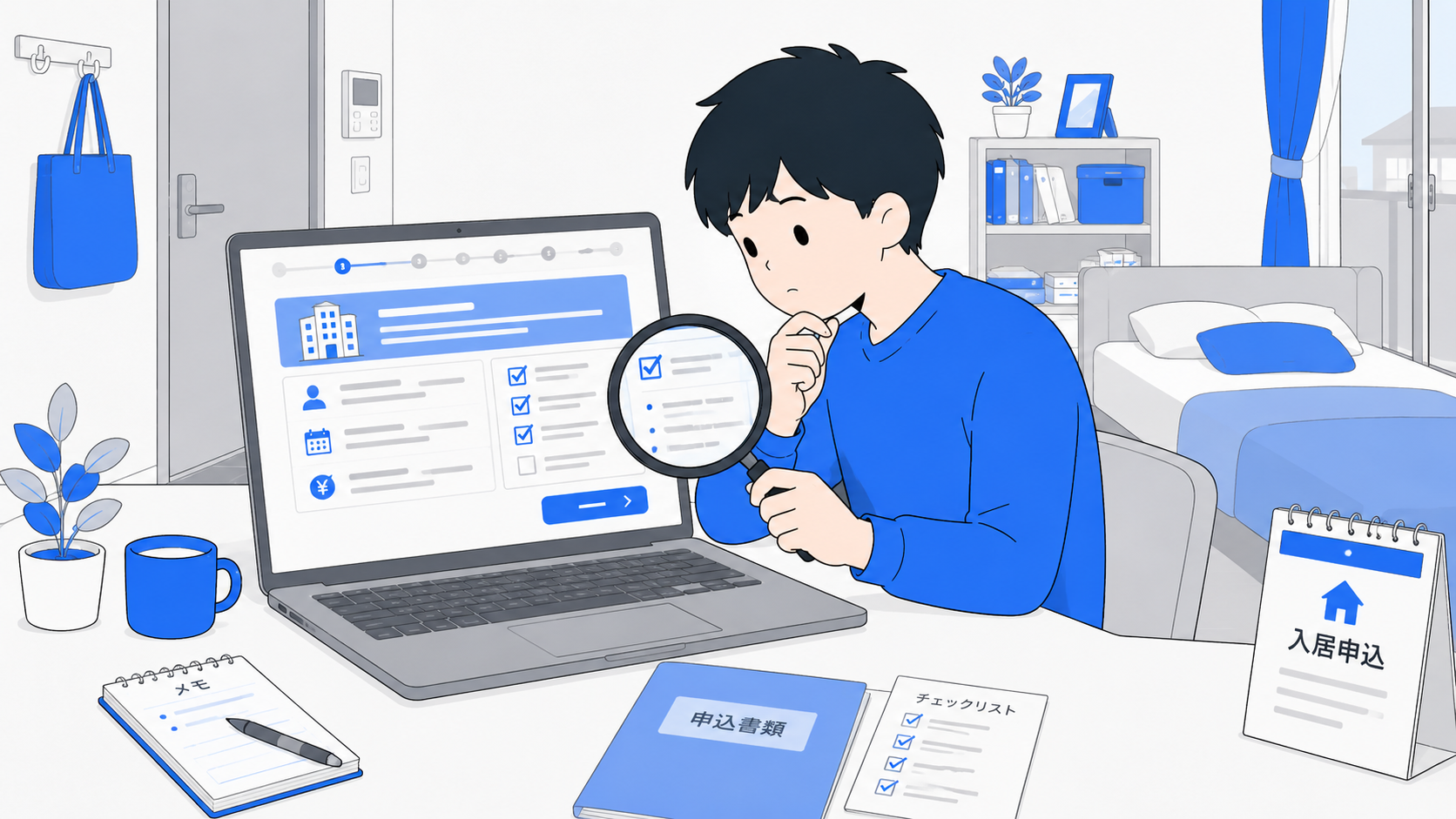オプションの契約条件を確認する人のイラスト