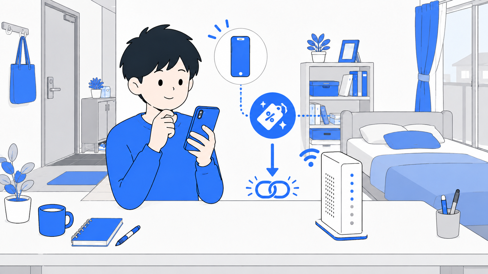 ドコモ・ソフトバンク・auの3社ホームルーターを比べるイラスト