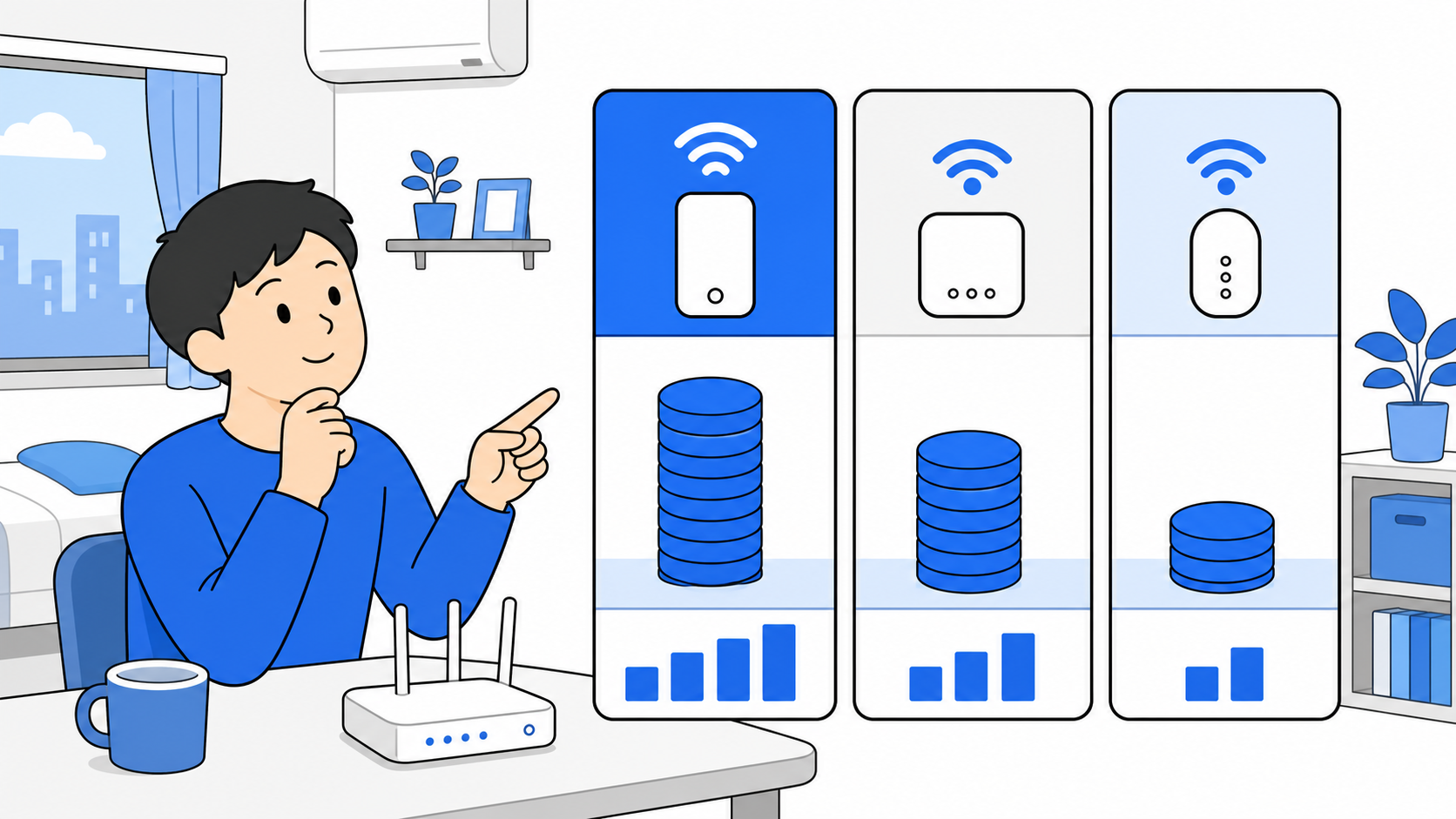 レンタルWi-Fi3社の料金比較イメージ