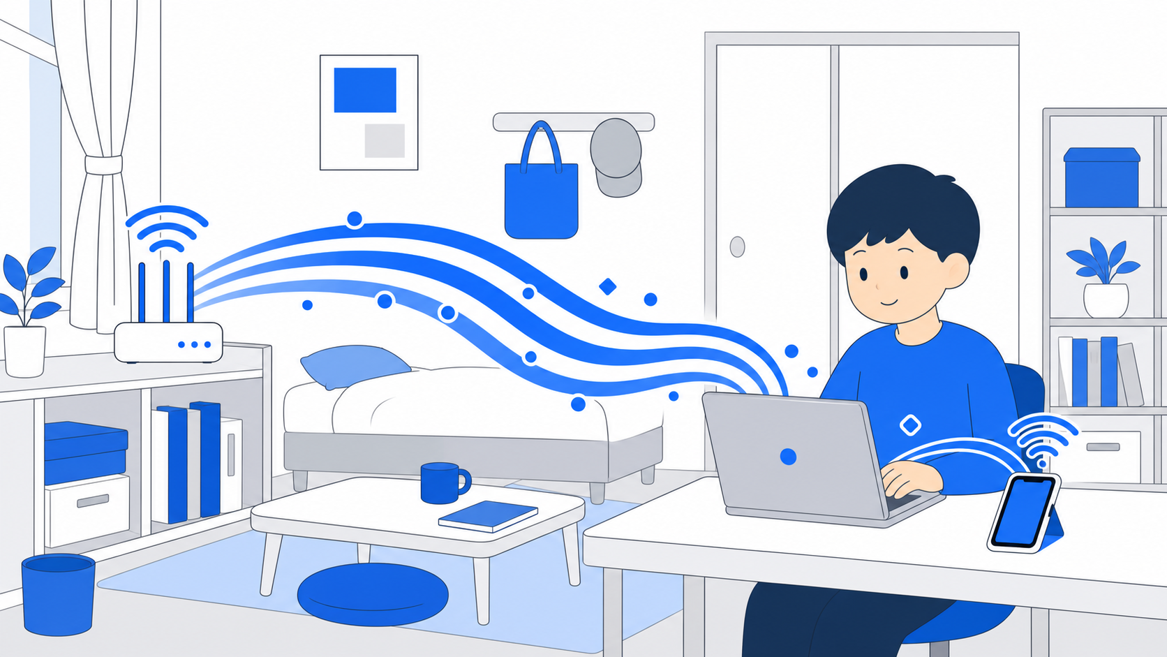 Wi-Fiルーターを再起動して改善するイメージのイラスト