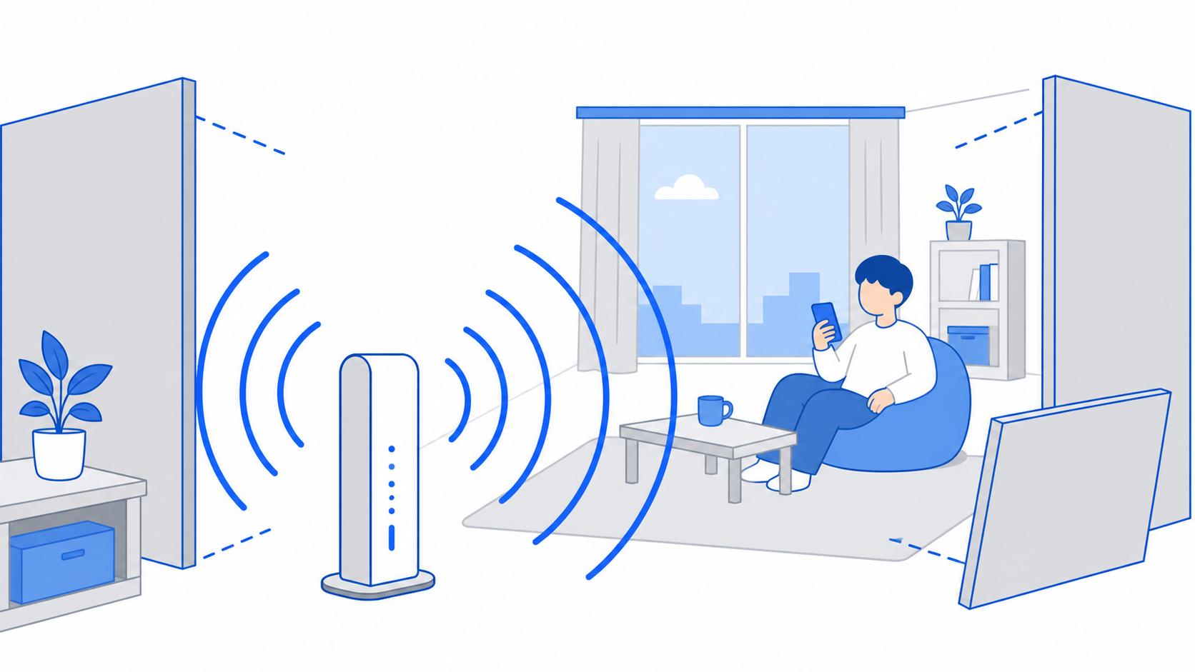 WiMAXが無制限に近くなったことをあらわすイメージのイラスト
