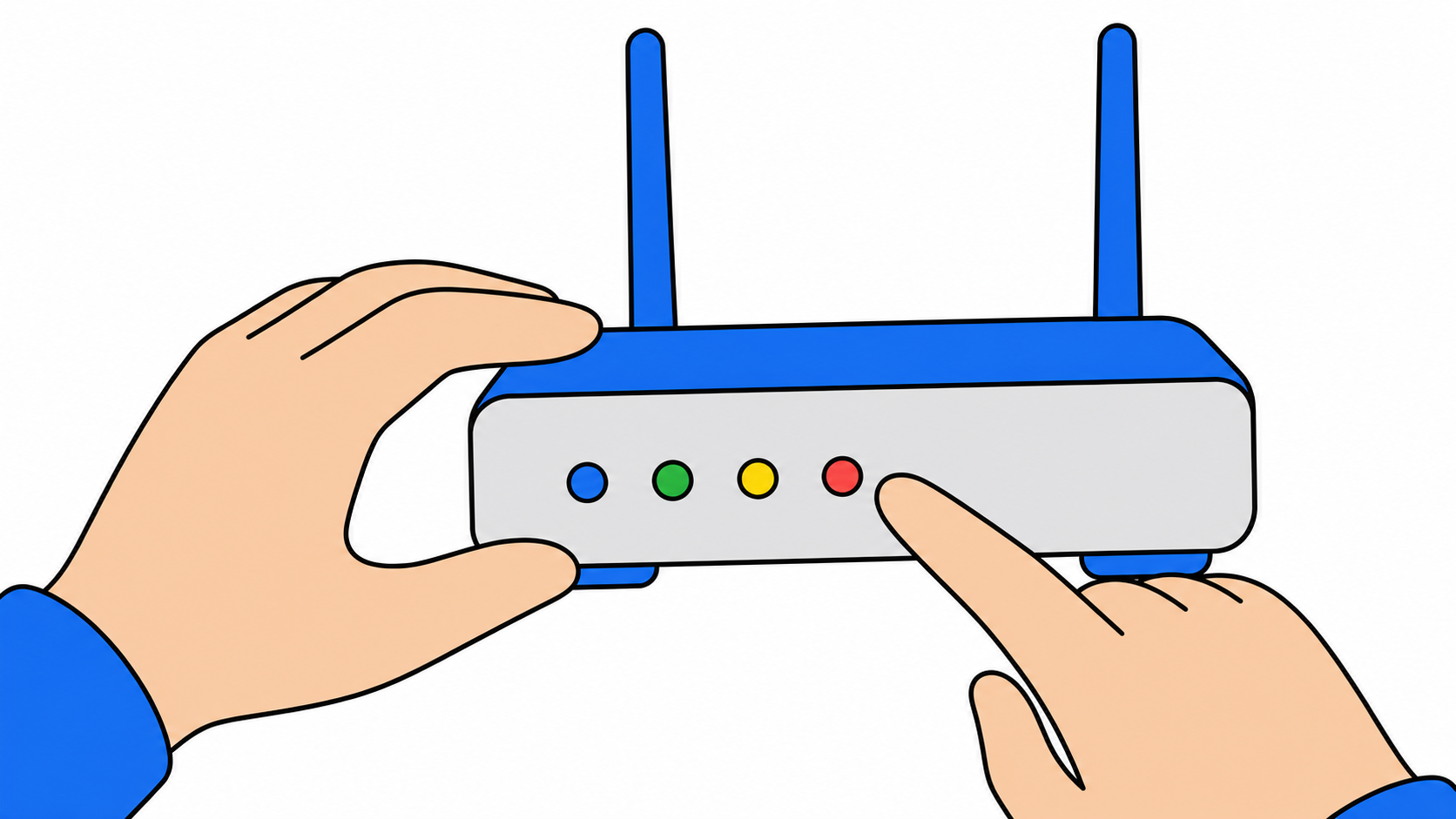 WiMAXルーター本体のランプの色を確認している様子のイメージ