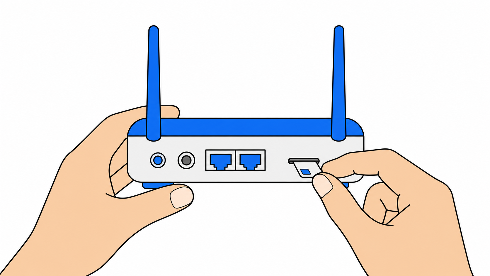 WiMAXルーターのSIMカードスロットを開けて確認している様子のイメージ
