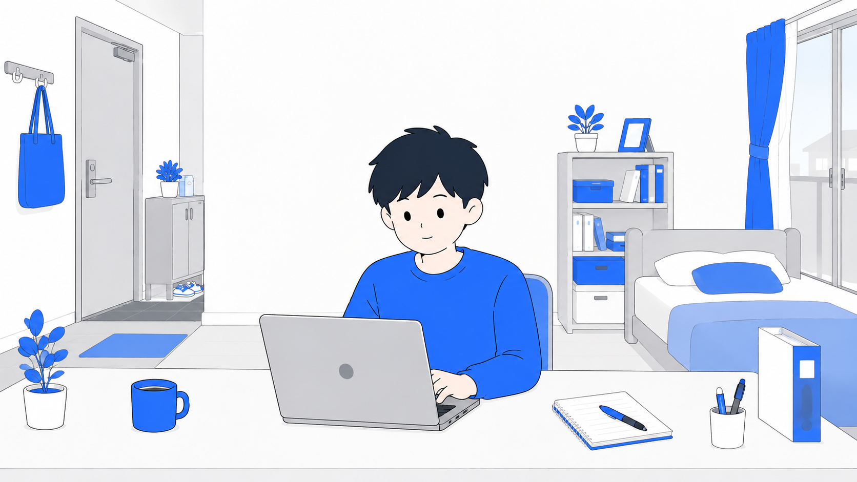 在宅ワークのデスクとネット環境のイメージ